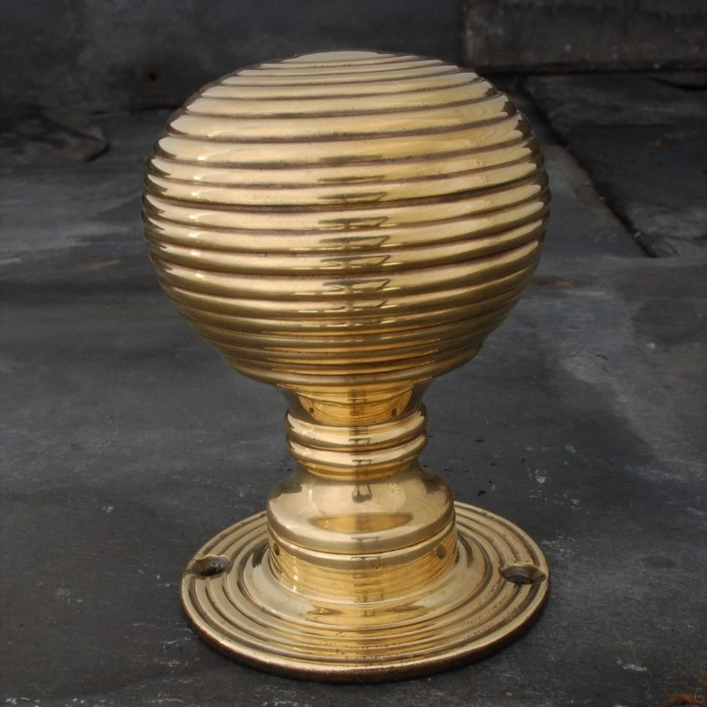 Reeded Door Knobs, Brass PAIR