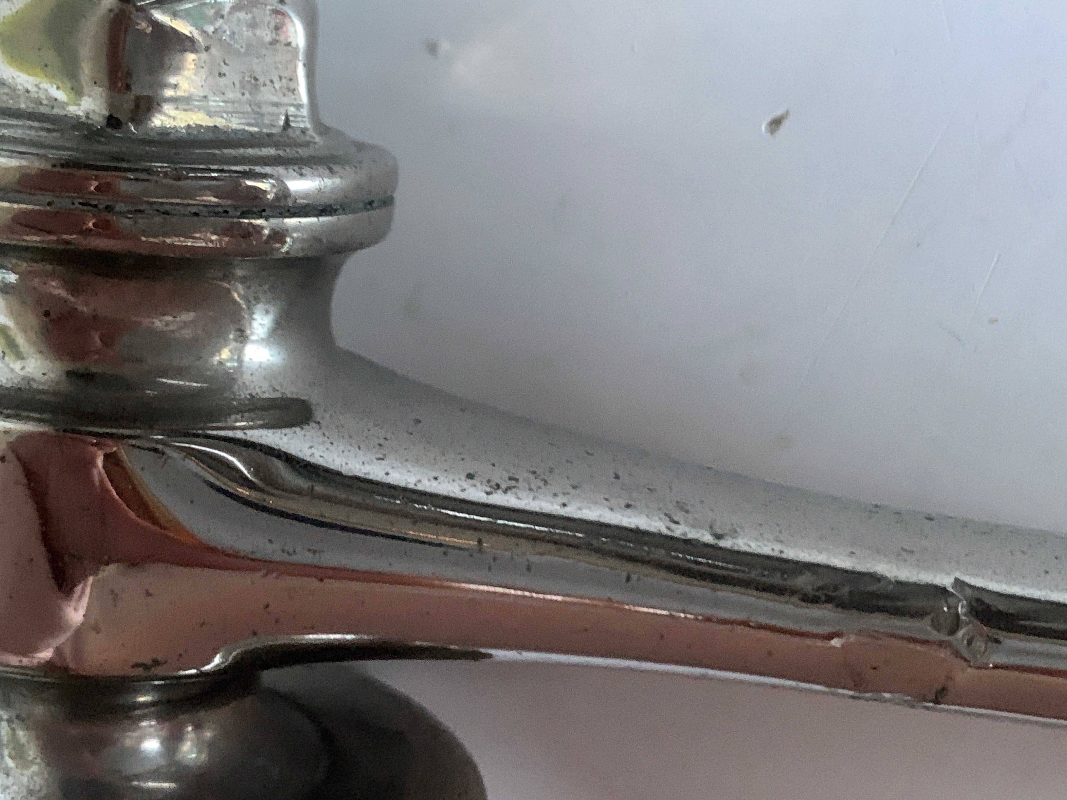 Pair long-nosed Edwardian basin taps with Gothic china "Hot" & "Cold"