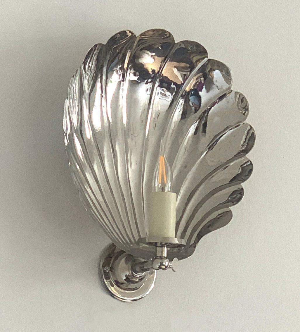 Small Electric Scallop Sconce , NICKEL