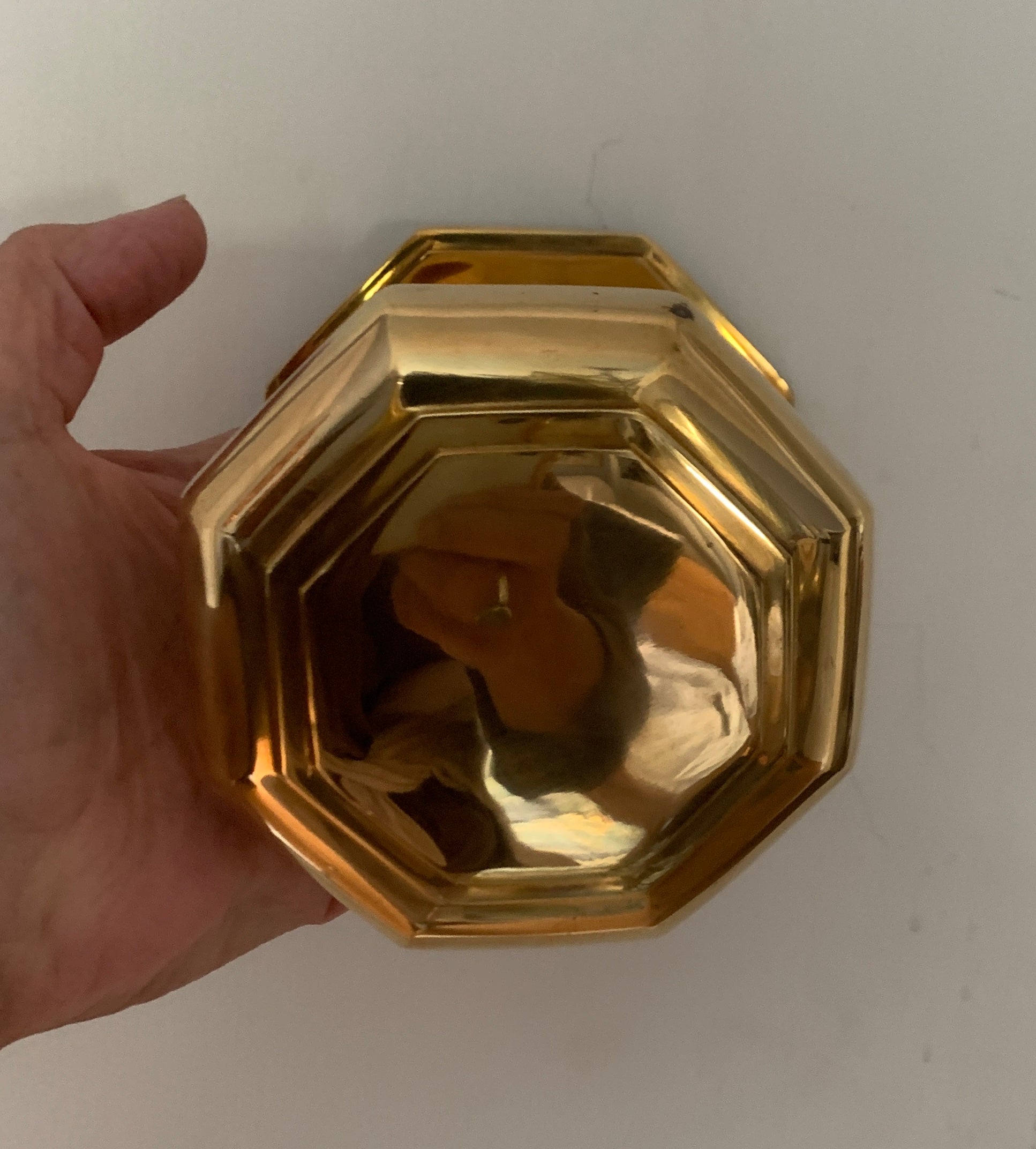 Large Octagonal Brass Centre Pull, 105mm wide.