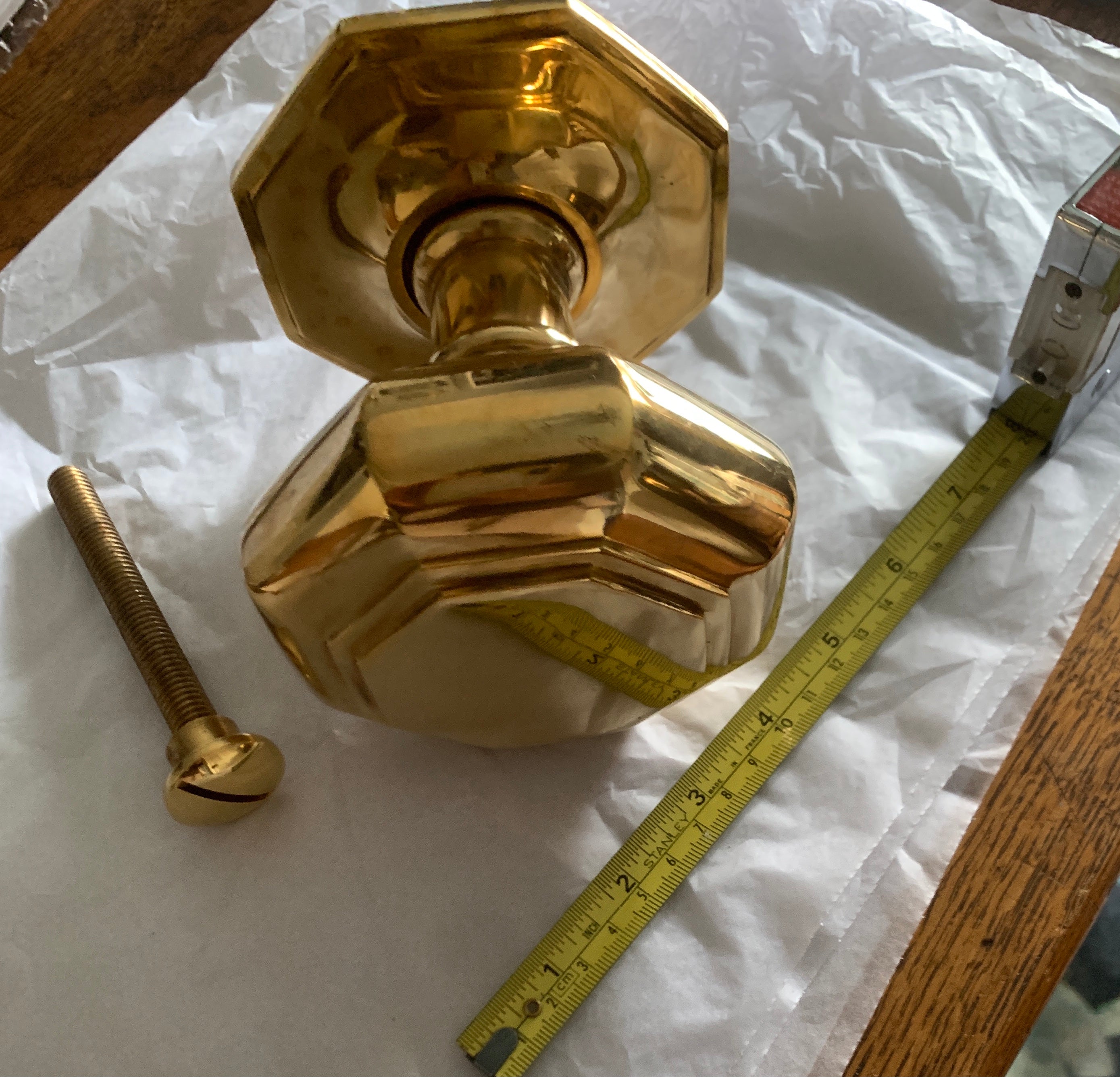 Large Octagonal Brass Centre Pull, 105mm wide.