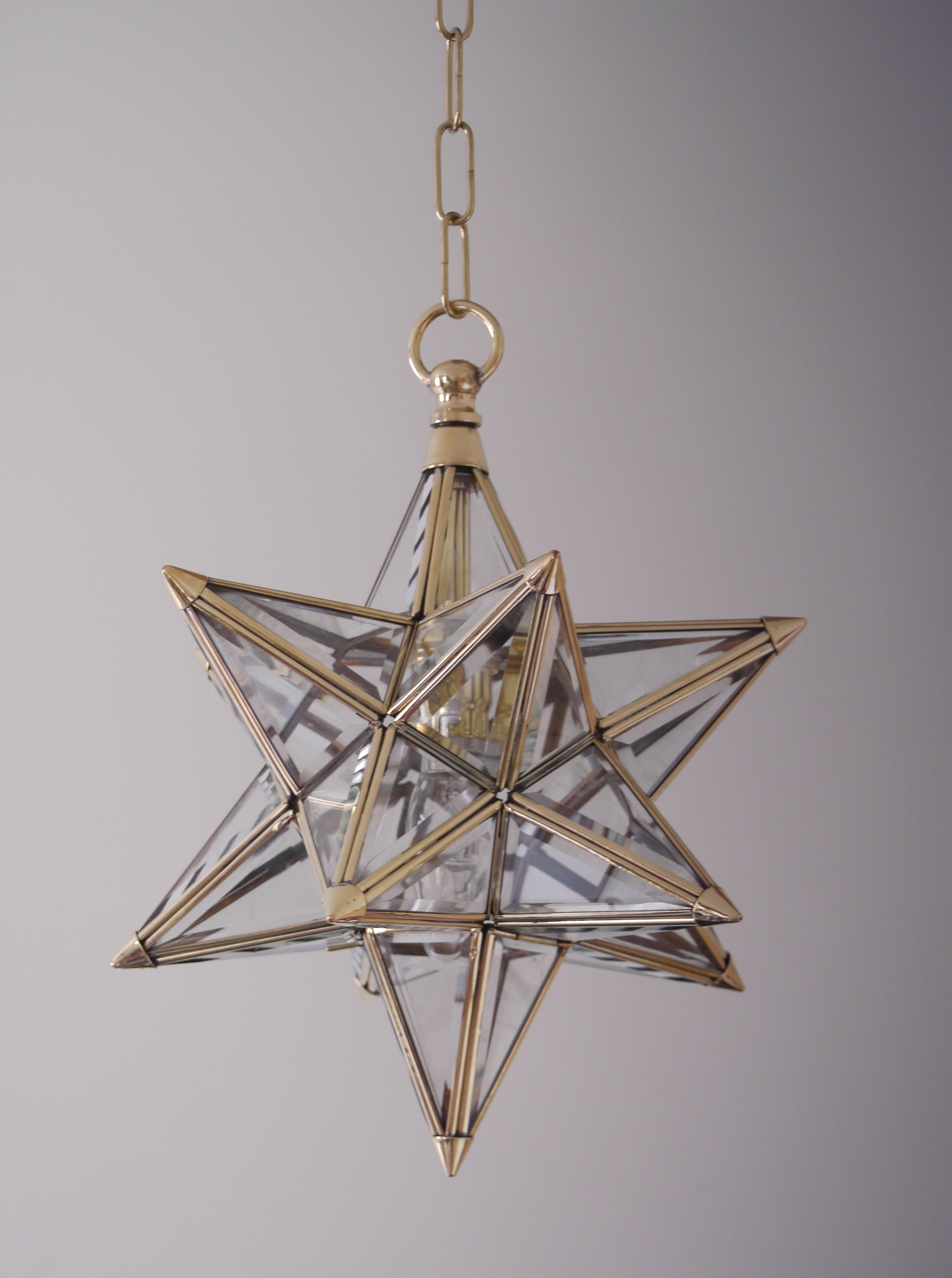 13.5" ( 34 cm ) Brass Star Lantern with Bevelled Glass