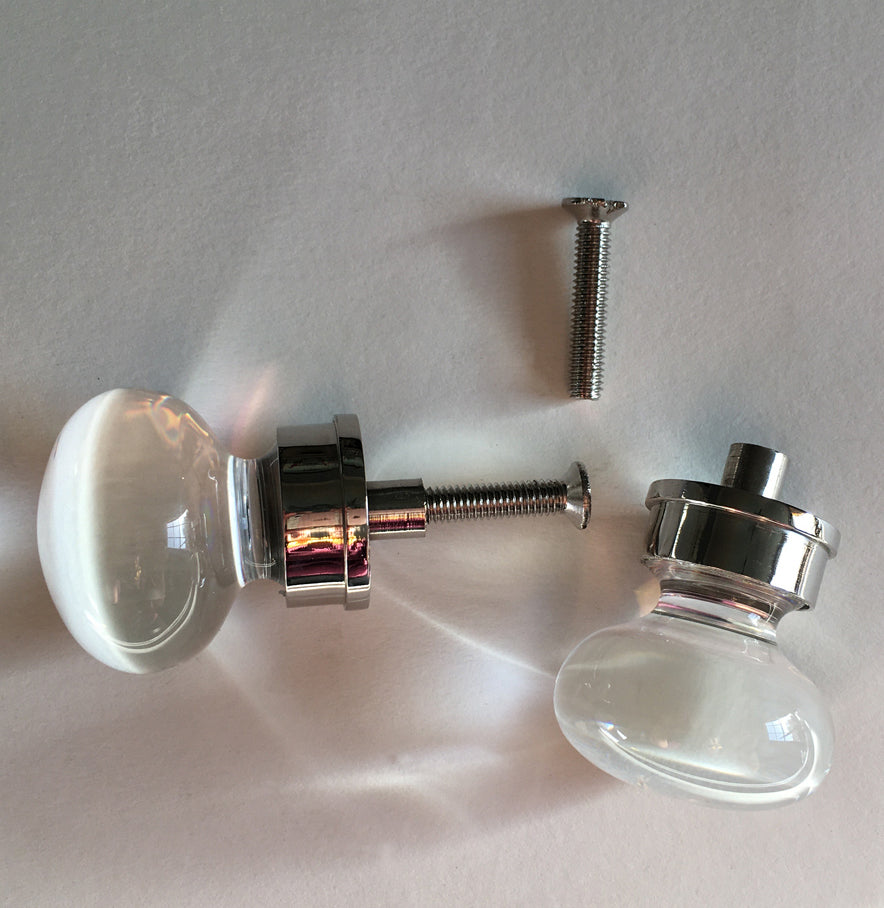 SALE Pair of Crystal and Nickel cupboard knobs