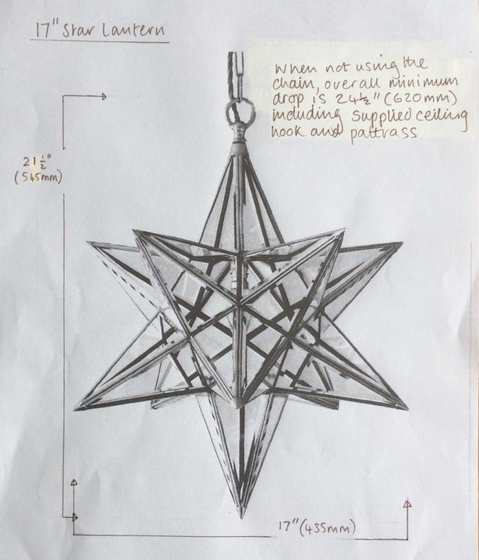 SALE Brass  44cm Star with Bevelled Glass