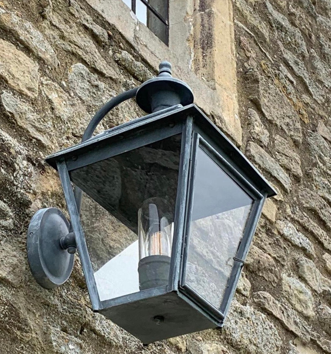 External Wall Lantern, Bespoke Faux Lead Finish.