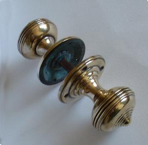 William Door Knobs, Brass, mortise only, Pair.