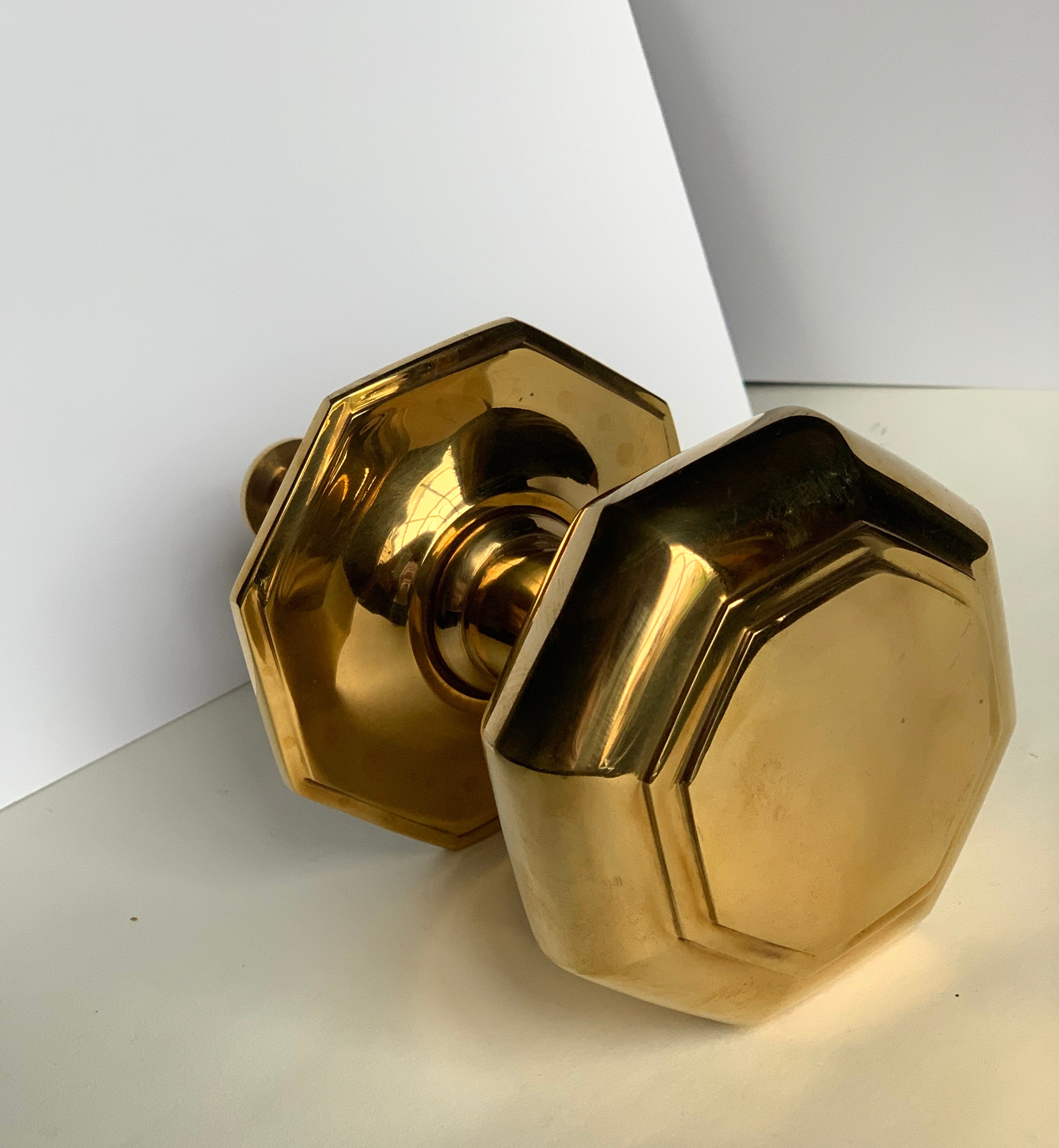 Large Octagonal Brass Centre Pull, 105mm wide.