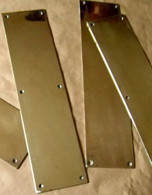 Plain Brass Fingerplates, 12"x 3", Reclaimed and Repolished