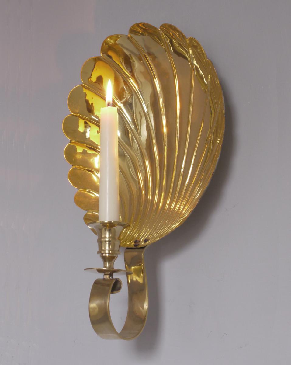 Brass Scallop Candle Sconce, medium