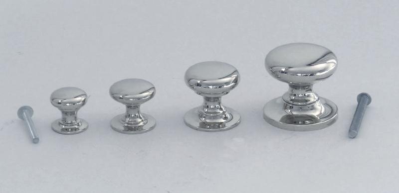 Polished Nickel Cupboard Knob with Backplate, 1.25" (32mm) Diameter