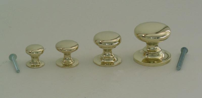 Polished Brass Cupboard Knob with Backplate, 1.5" (38mm) diameter