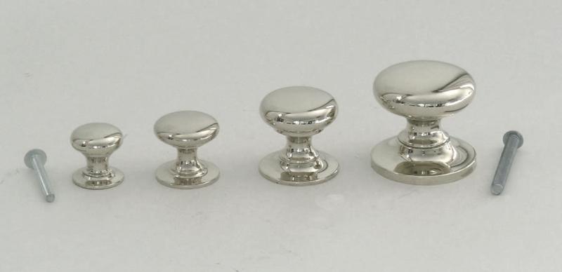Polished Nickel Cupboard Knob with Backplate, 1" (25mm) diameter