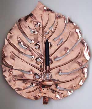 56cm Copper Monstera Leaf, Candle Holder