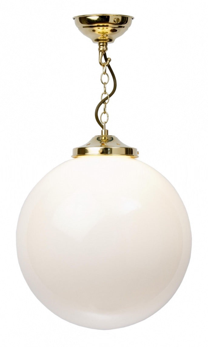 Opal Glass Globe with polished brass, 350 mm