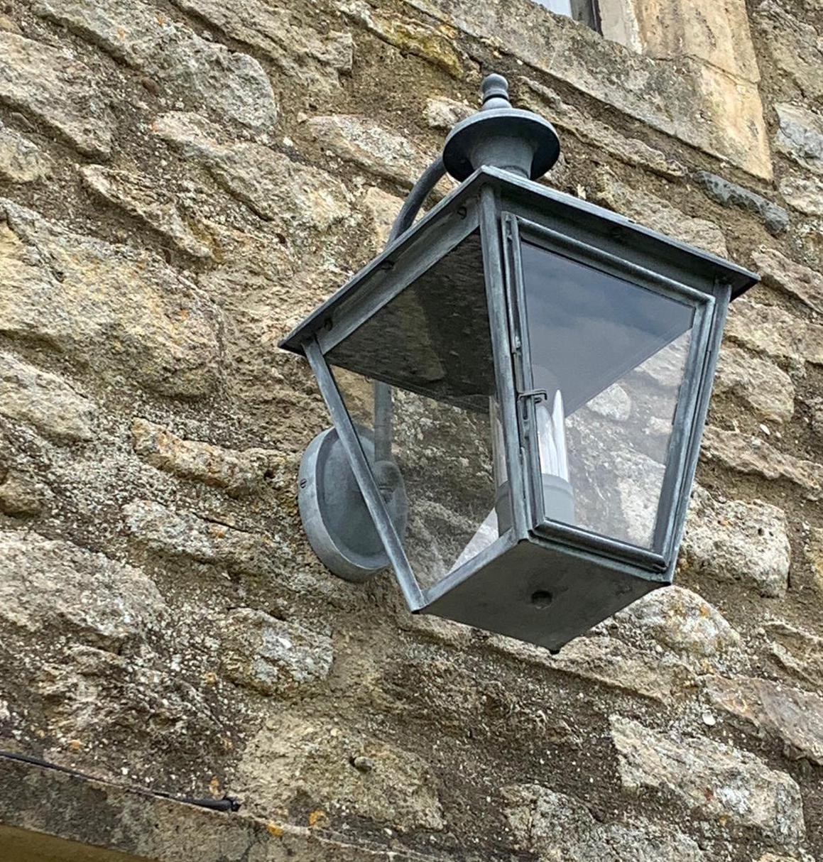 External Wall Lantern, Bespoke Faux Lead Finish.