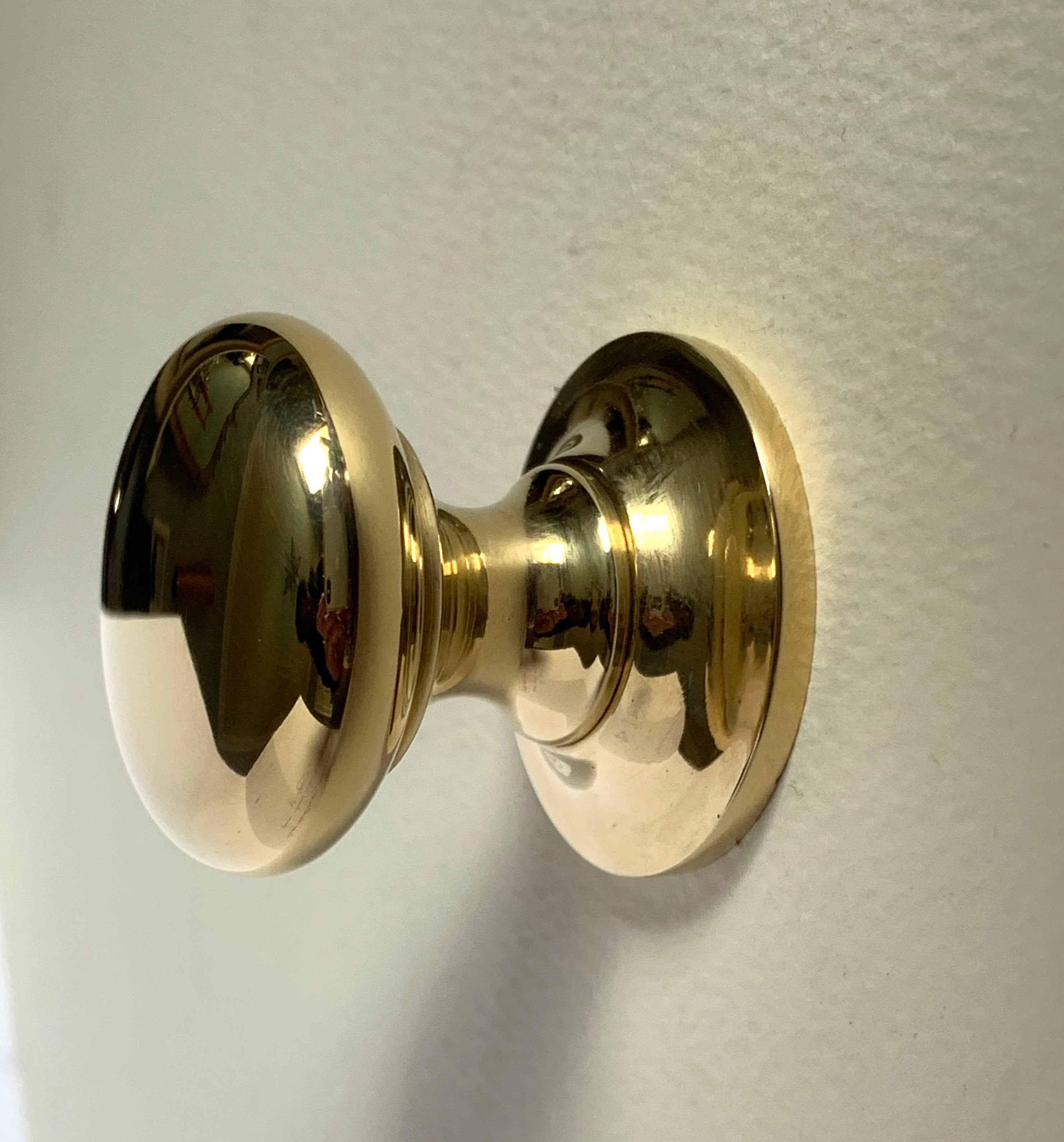 Polished Brass Cupboard Knob with Backplate, 1.5" (38mm) diameter