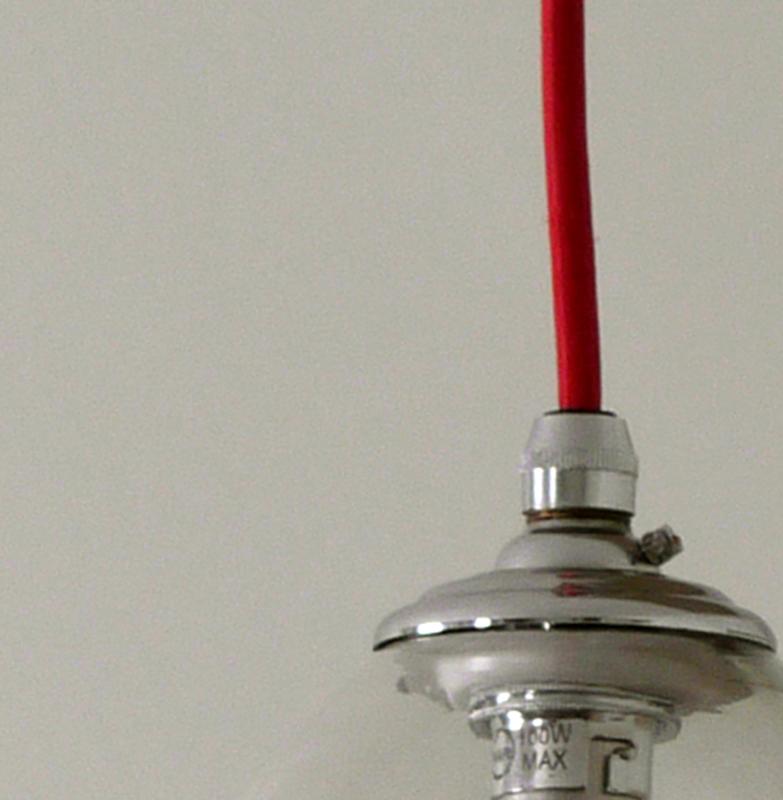 Hand Blown Bell Pendant with clear glass and Red Flex, 8 inch Diameter . Bargain!