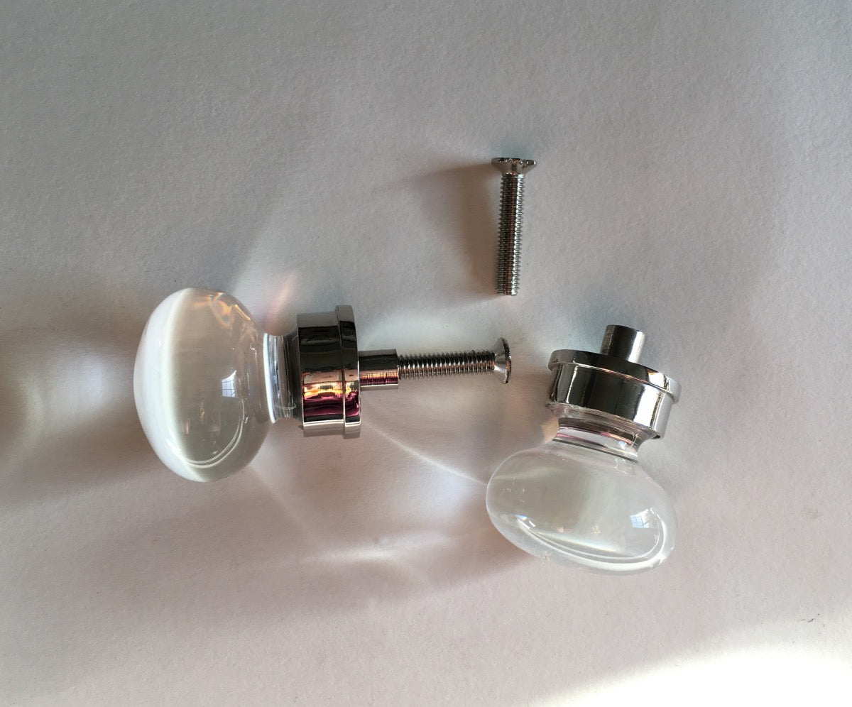 Crystal and Nickel Cupboard Knob 40mm