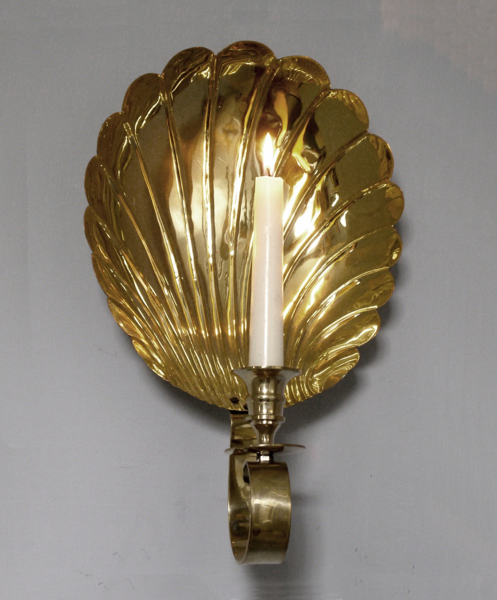 Brass Scallop Candle Sconce, medium