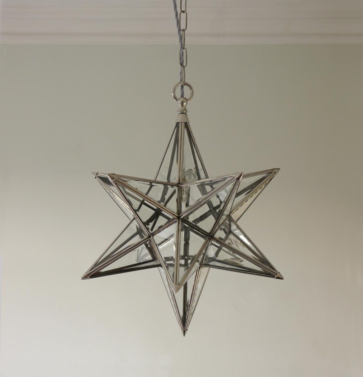 SALE Nickel Star Lantern 15" Bevelled