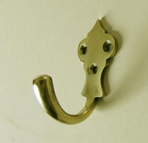 Single Gothic Robe Hook, Brass