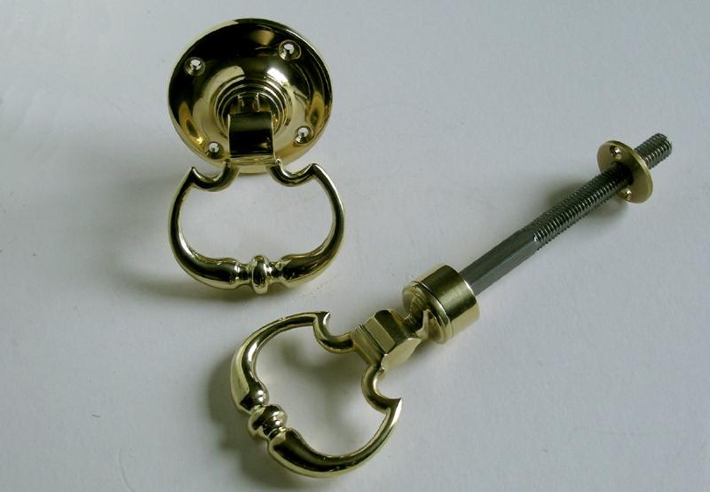Knopped Dutch Drop Handles for Rim Latch, Brass 60mm