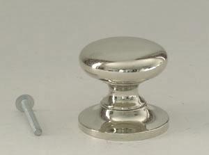 Polished Nickel Cupboard Knob with Backplate, 1.25