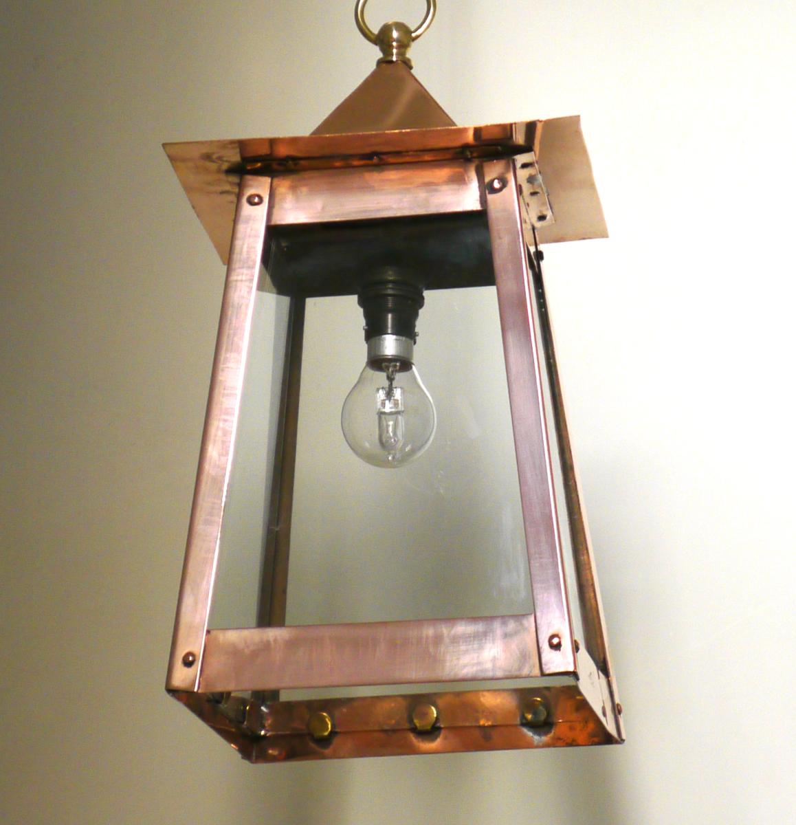 Pyramid Copper Lantern, 14"