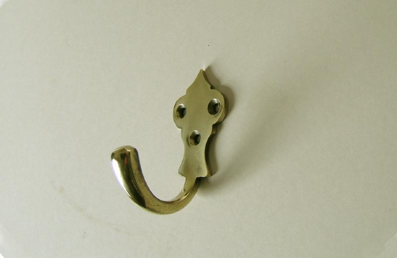 Single Gothic Robe Hook, Brass