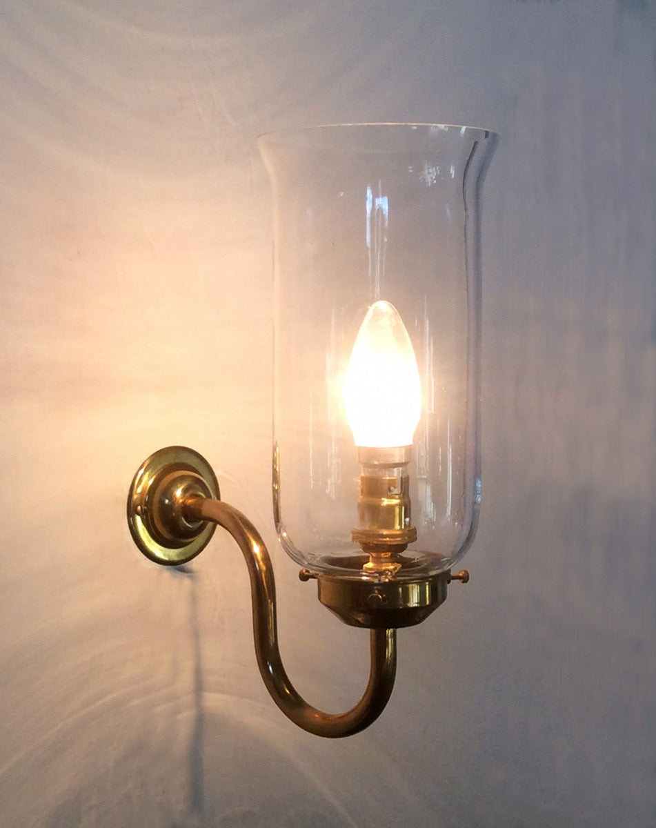 Brass Storm Wall Light with Clear Glass