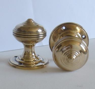 William Door Knobs, Brass, mortise only, Pair.
