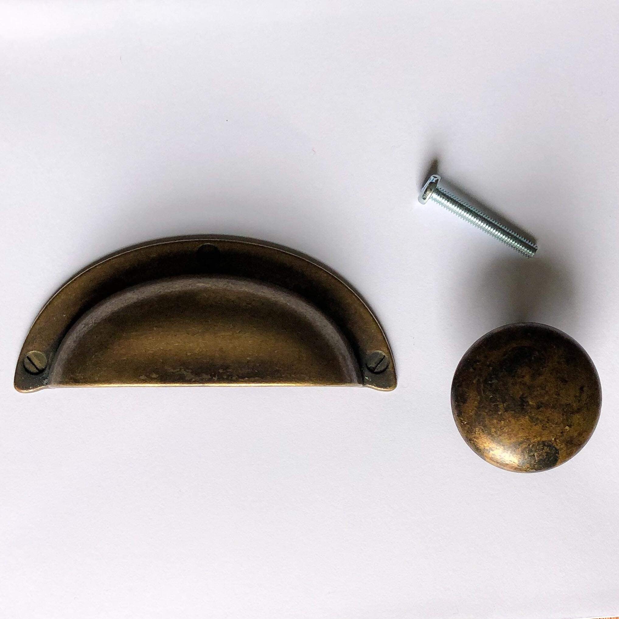 Aged Brass "Button" Cupboard Knob, 30mm