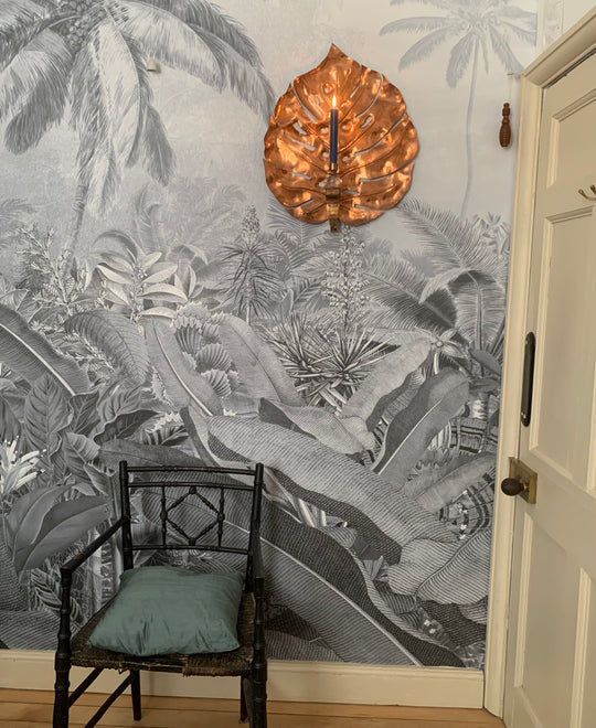 SALE Large copper Leaf candle holder, 56 cm high