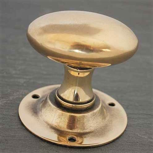 Oval Door Knobs, Brass, pair. Mortice only.