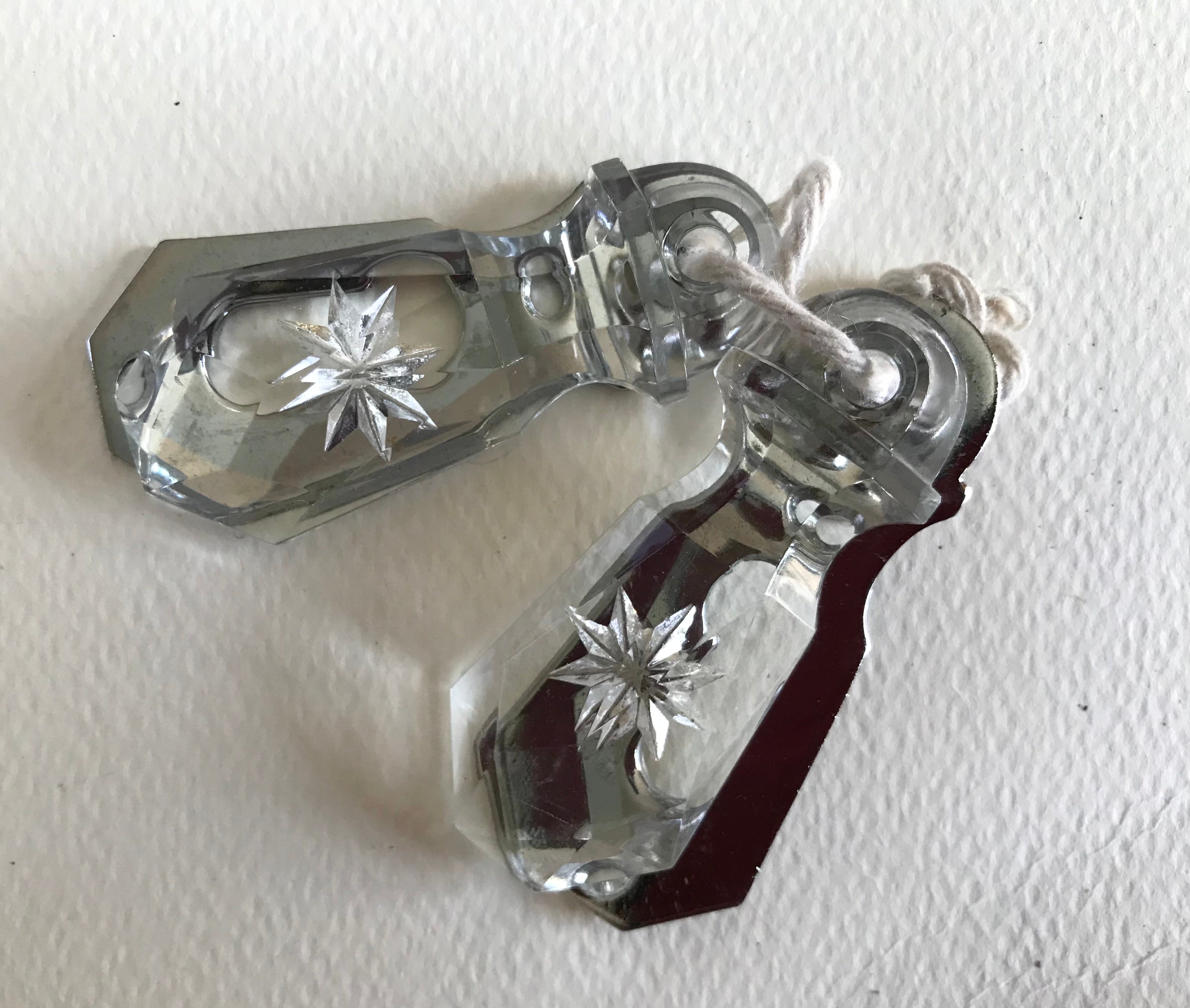 PAIR Vintage Chrome and Cut-Glass Keyhole covers
