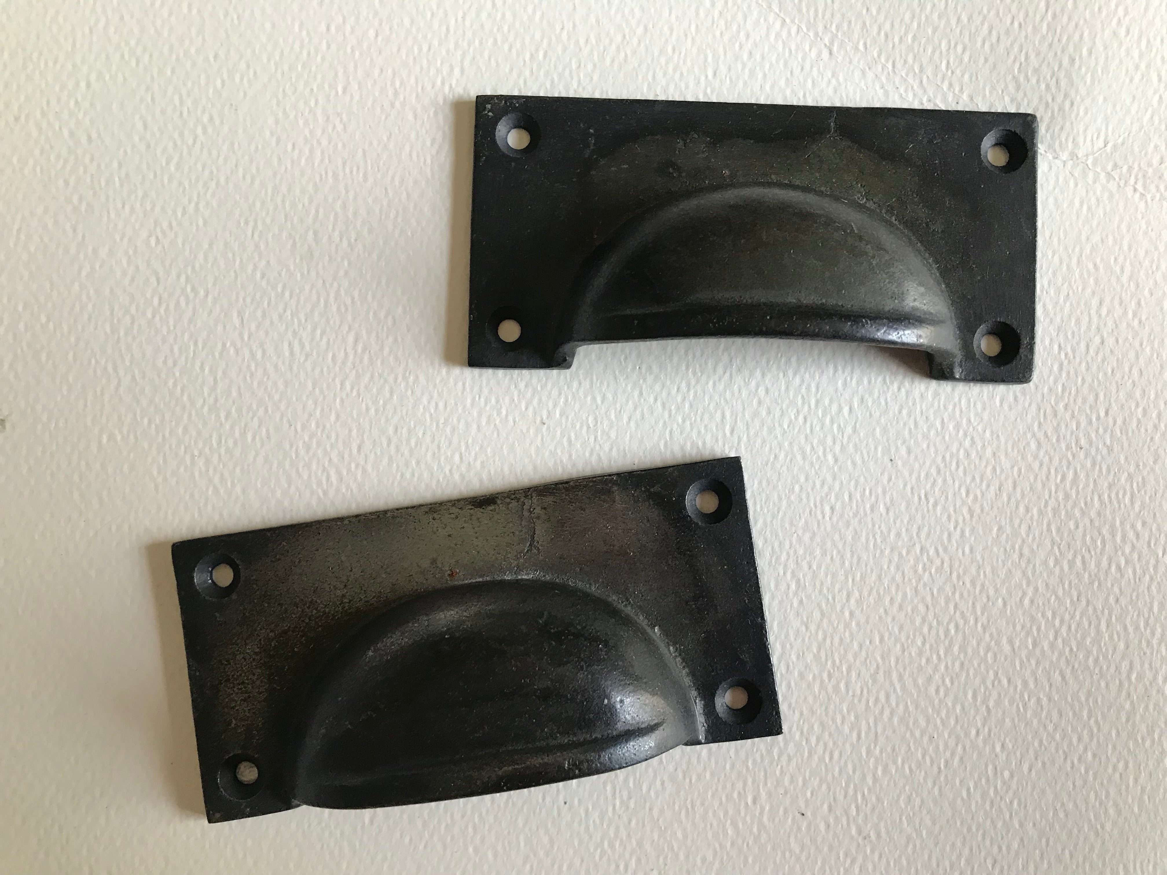 SALE Pair of distressed cast iron pulls