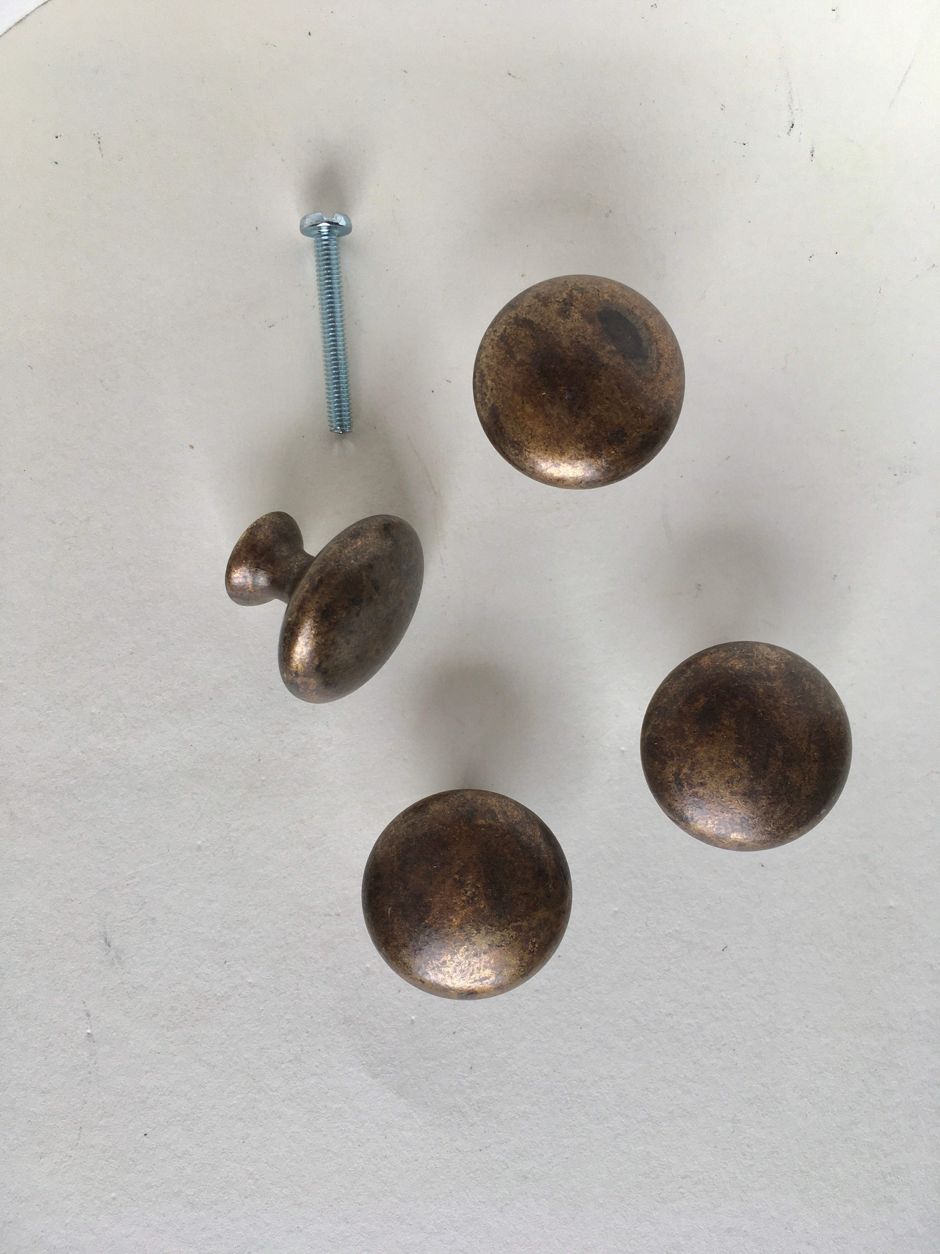 Aged Brass "Button" Cupboard Knob, 30mm