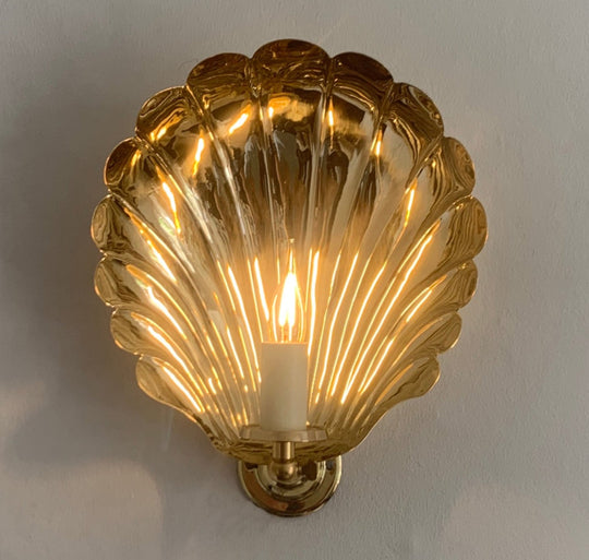 Small Electric Scallop sconce, BRASS , wired for North America **