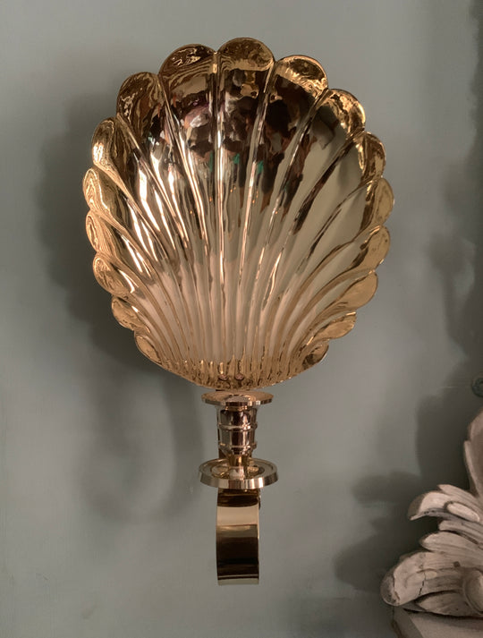 Brass scallop sconce, medium, slightly imperfect .SS801