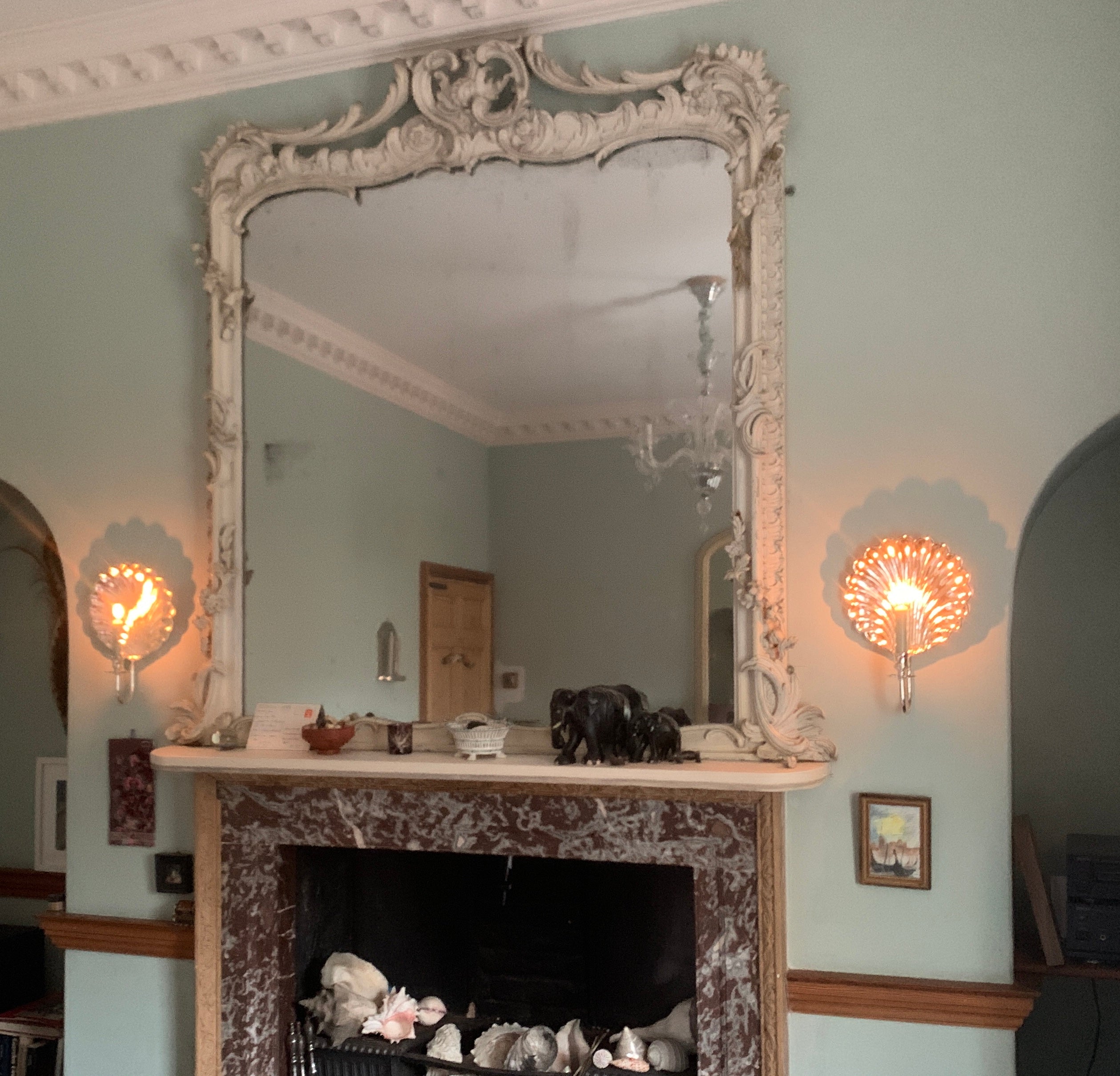 Offer PAIR Flat shell candle sconces, silver finish