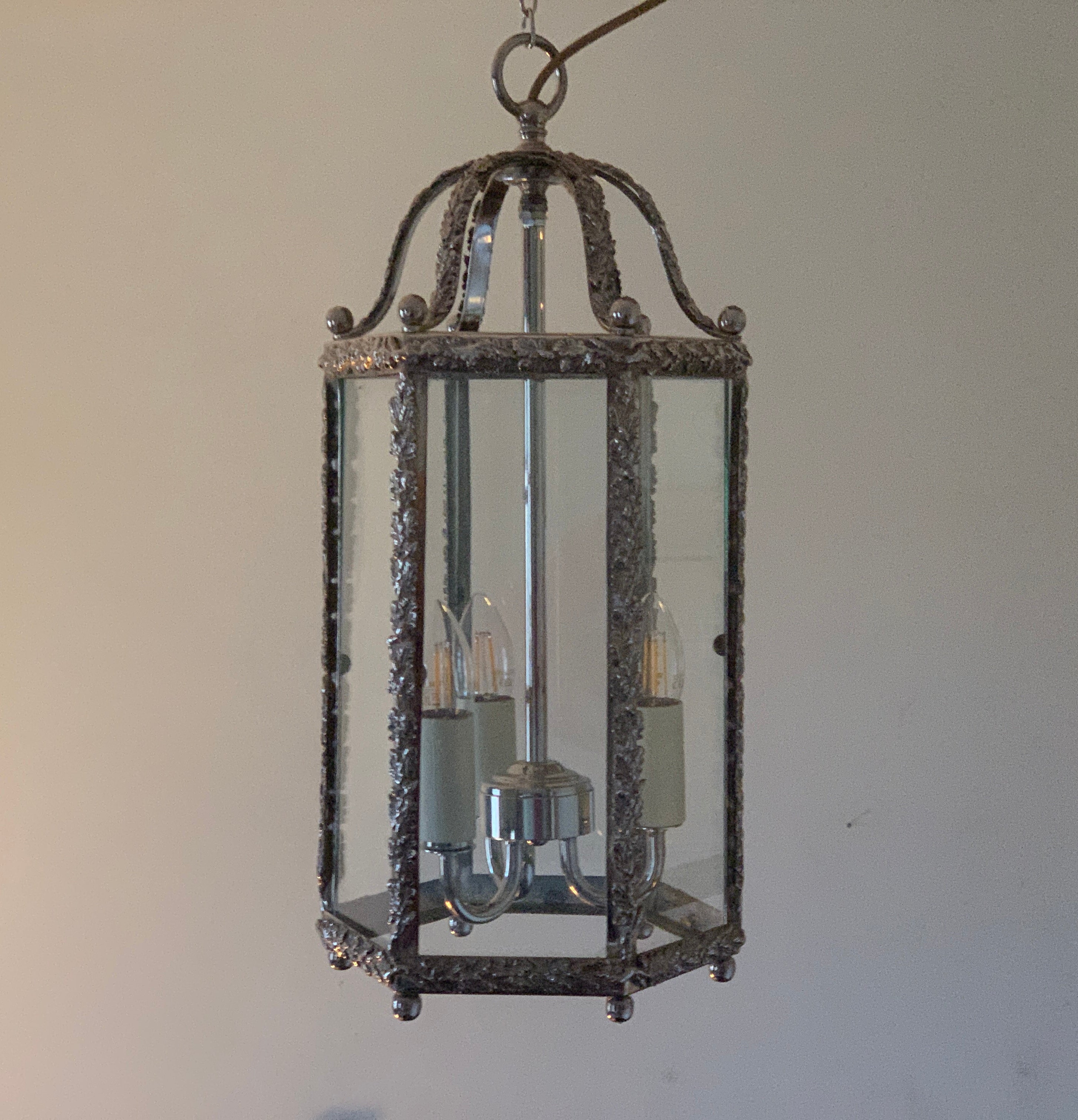 Six-sided Oakleaf lantern, silver plate