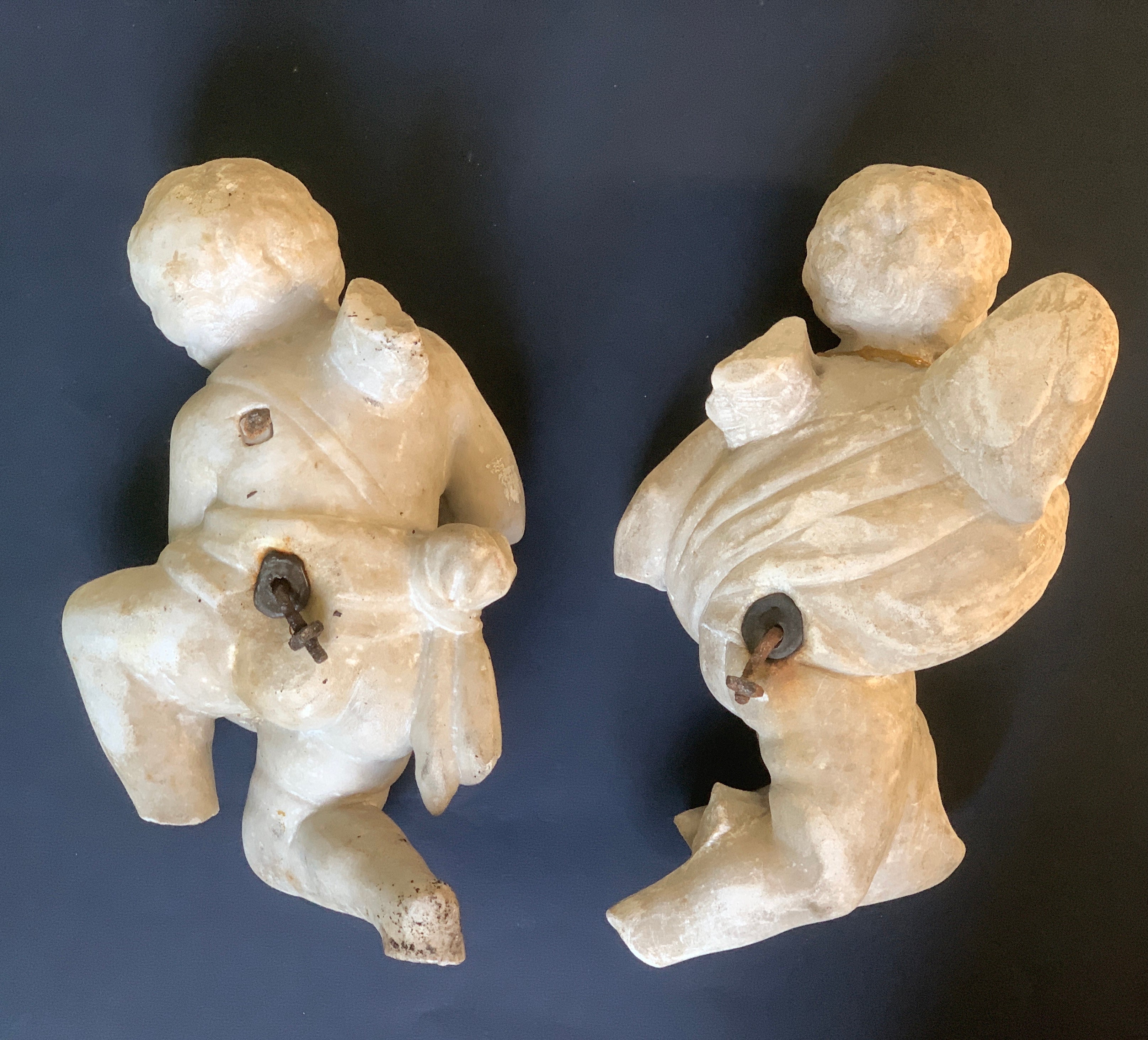 Pair of Antique Marble Cherubs