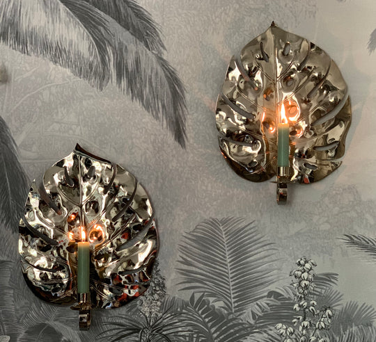 PAIR Monstera Candle Sconces
