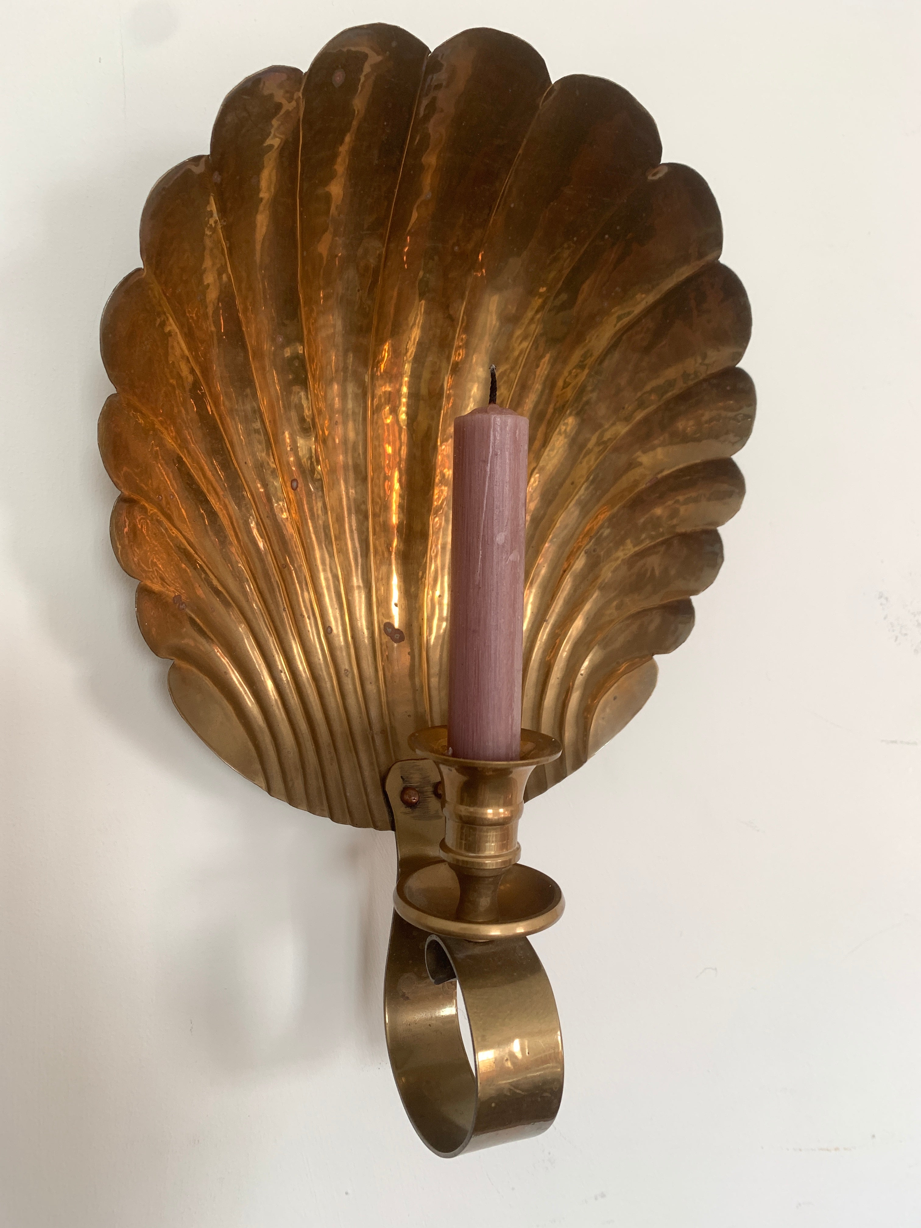SALE Aged brass shell sconce SB401