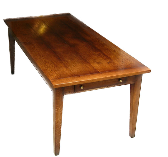 French Style oak table with  Drawer and brass knobs