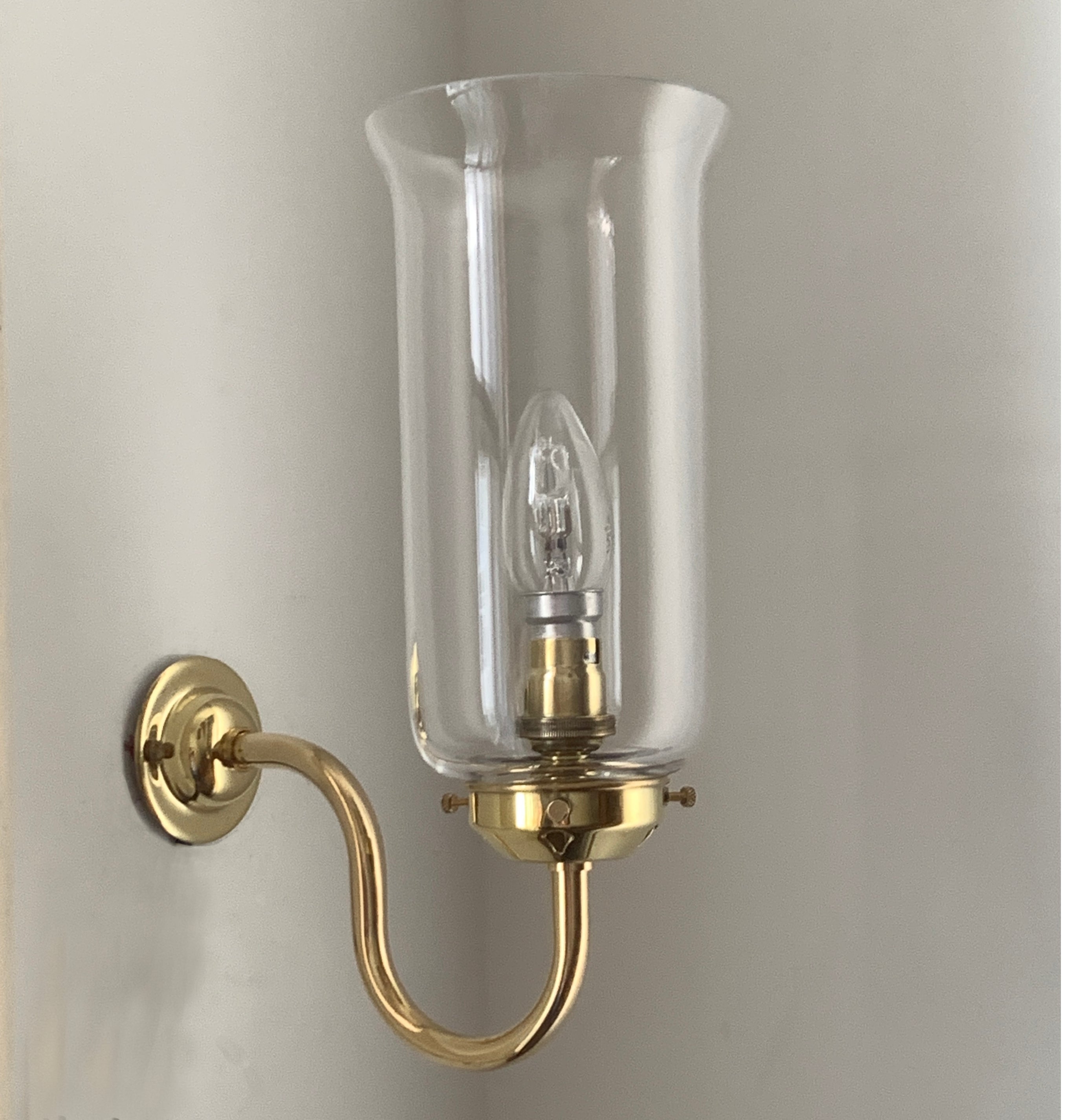 Polished Brass Storm Wall Light with Clear Glass