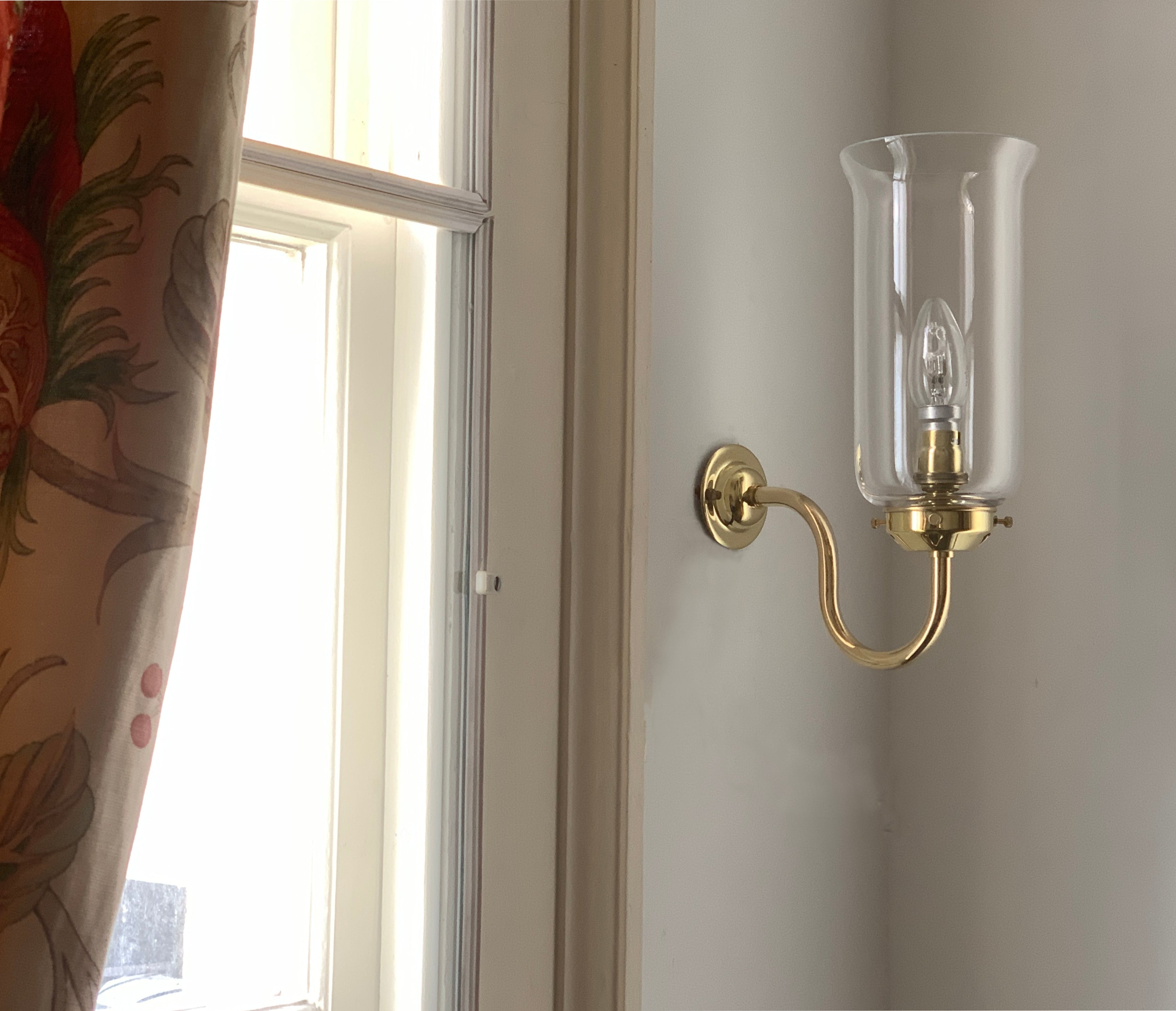 Polished Brass Storm Wall Light with Clear Glass