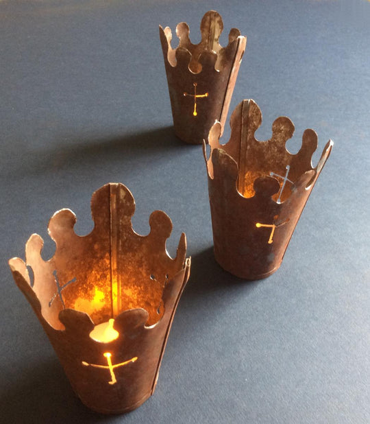 Beckford Shades, Antique Iron designed for use LED candle, Small,Set of 3