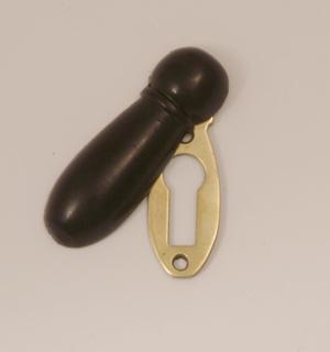 Ebonised Wood and Brass "Beetleback" Escutcheon, Keyhole Cover