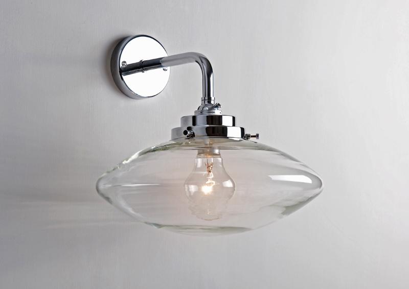 Clear Bubble Wall Light with Deco Fittings, NIckel
